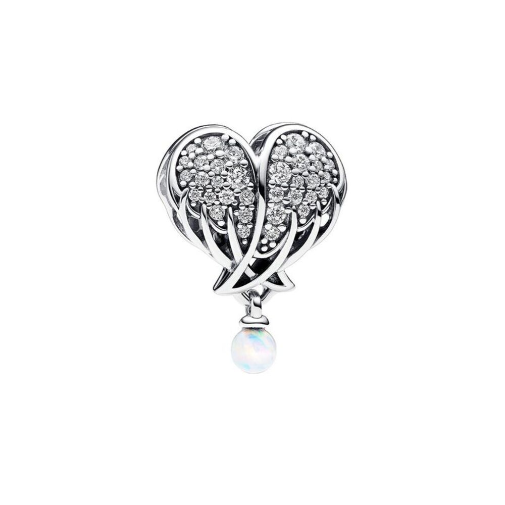 Pandora Moments Silver Sparkling Angel Wings & Heart Charm
